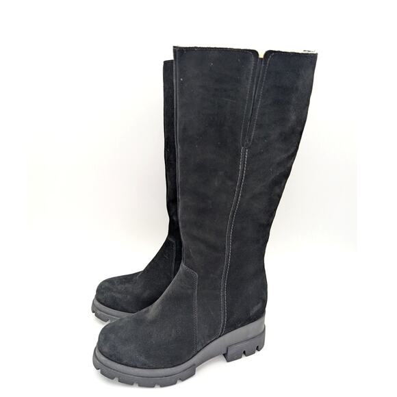 $635 La Canadienne Zora Shearling-Lined Suede Boots Womens Black Size US7.5 EU38 - Picture 1 of 12